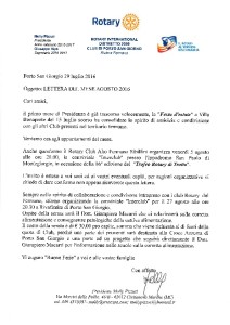 LETTERA DEL MESE Agosto 2016