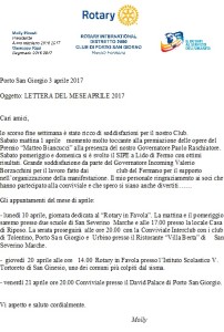 Lettera del mese Aprile 2017