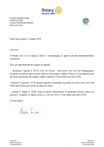 Lettera mese Agosto 2018